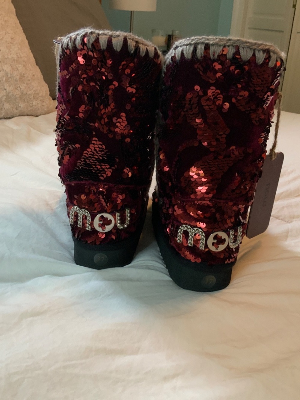MOU Red Sequin Eskimo Boots